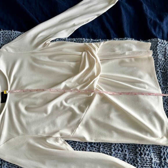 J. Jill Wearever Top Cream Ivory Draped Ruched Waist Round Neck Size Small - Picture 9 of 10